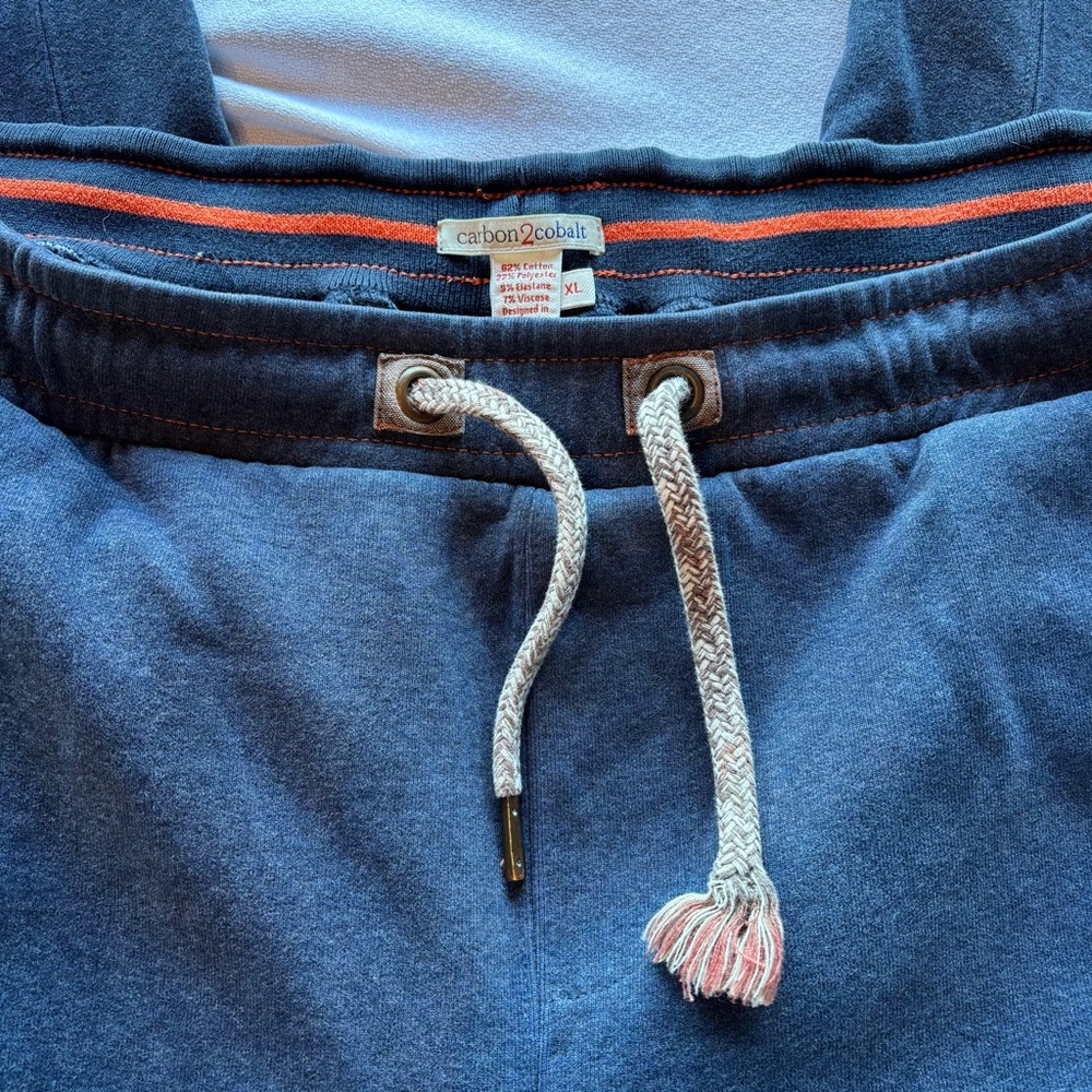 Men's Navy Sweatpants with Orange-Trim Back Pocket - Picture 4 of 4
